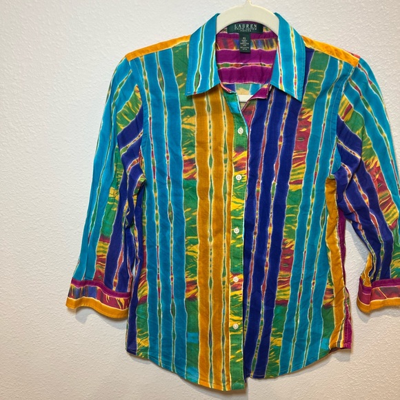 Lauren Ralph Lauren Petite PS Multi Color Women Shirt - Picture 4 of 16